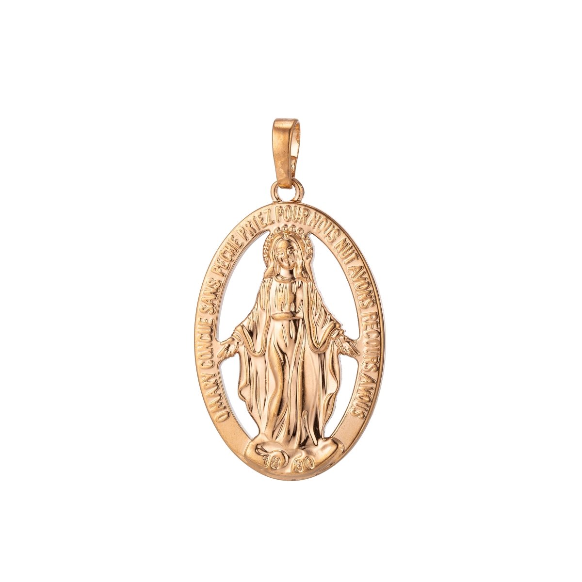 Gold Filled Miraculous Lady Virgin Mother Mary, Holy, Saint, Faith, Religious, Necklace Pendant Charm Bails Findings for jewelry Making H-862 - DLUXCA