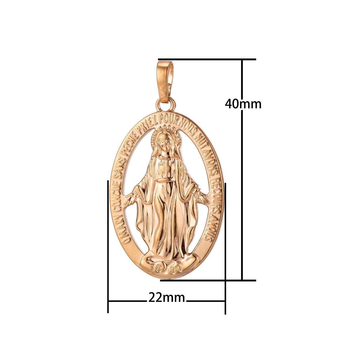 Gold Filled Miraculous Lady Virgin Mother Mary, Holy, Saint, Faith, Religious, Necklace Pendant Charm Bails Findings for jewelry Making H-862 - DLUXCA
