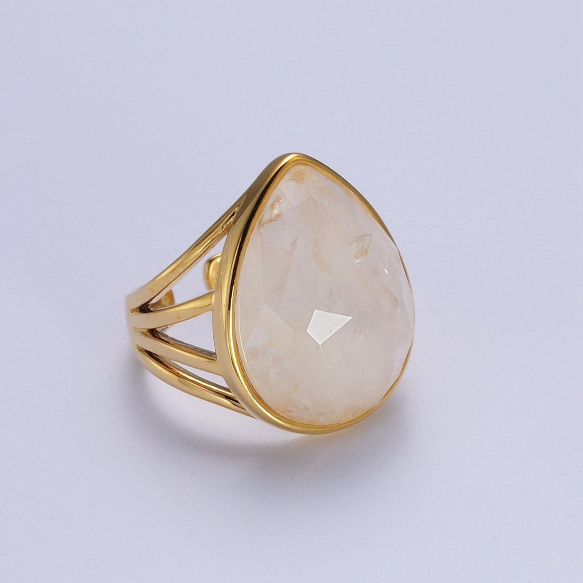 Gold Filled Multifaceted Teardrop Gemstone Ring | Y-446 ~ Y-451 Y-459 Y-480 Y-481 - DLUXCA