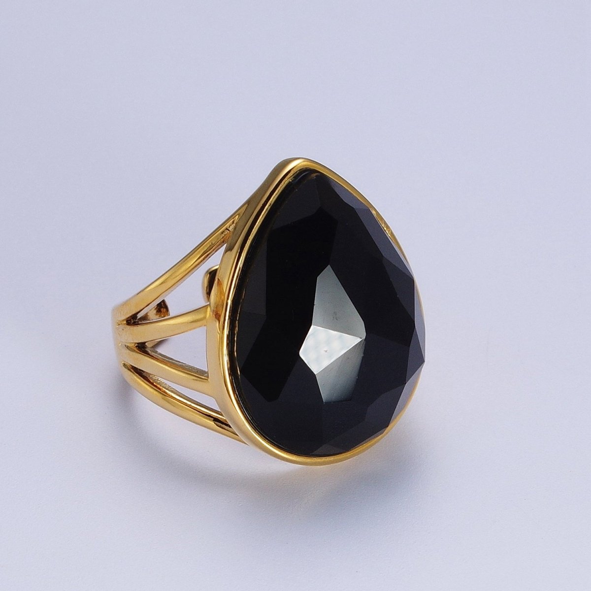 Gold Filled Multifaceted Teardrop Gemstone Ring | Y-446 ~ Y-451 Y-459 Y-480 Y-481 - DLUXCA