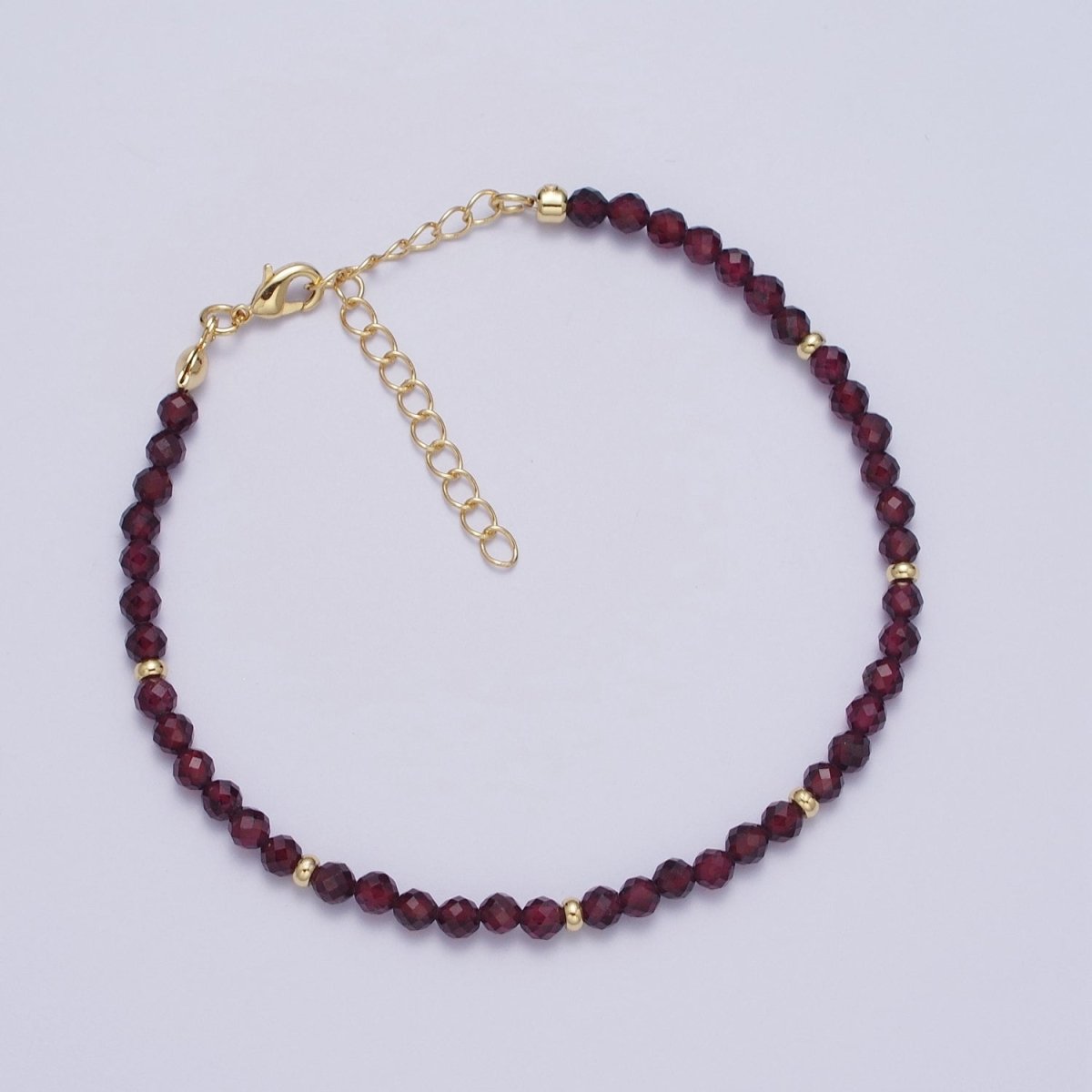 Gold Filled Natural 3.5mm Red Garnett, Blue Lapis Beaded Bracelet | WA-1284 WA-1285 Clearance Pricing - DLUXCA