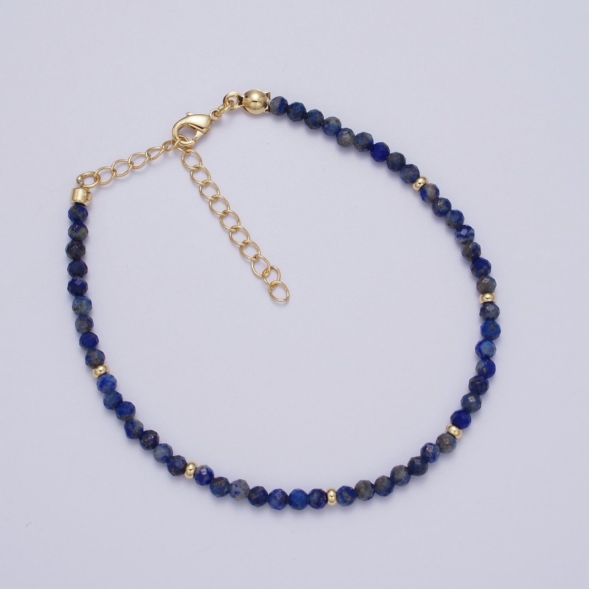 Gold Filled Natural 3.5mm Red Garnett, Blue Lapis Beaded Bracelet | WA-1284 WA-1285 Clearance Pricing - DLUXCA
