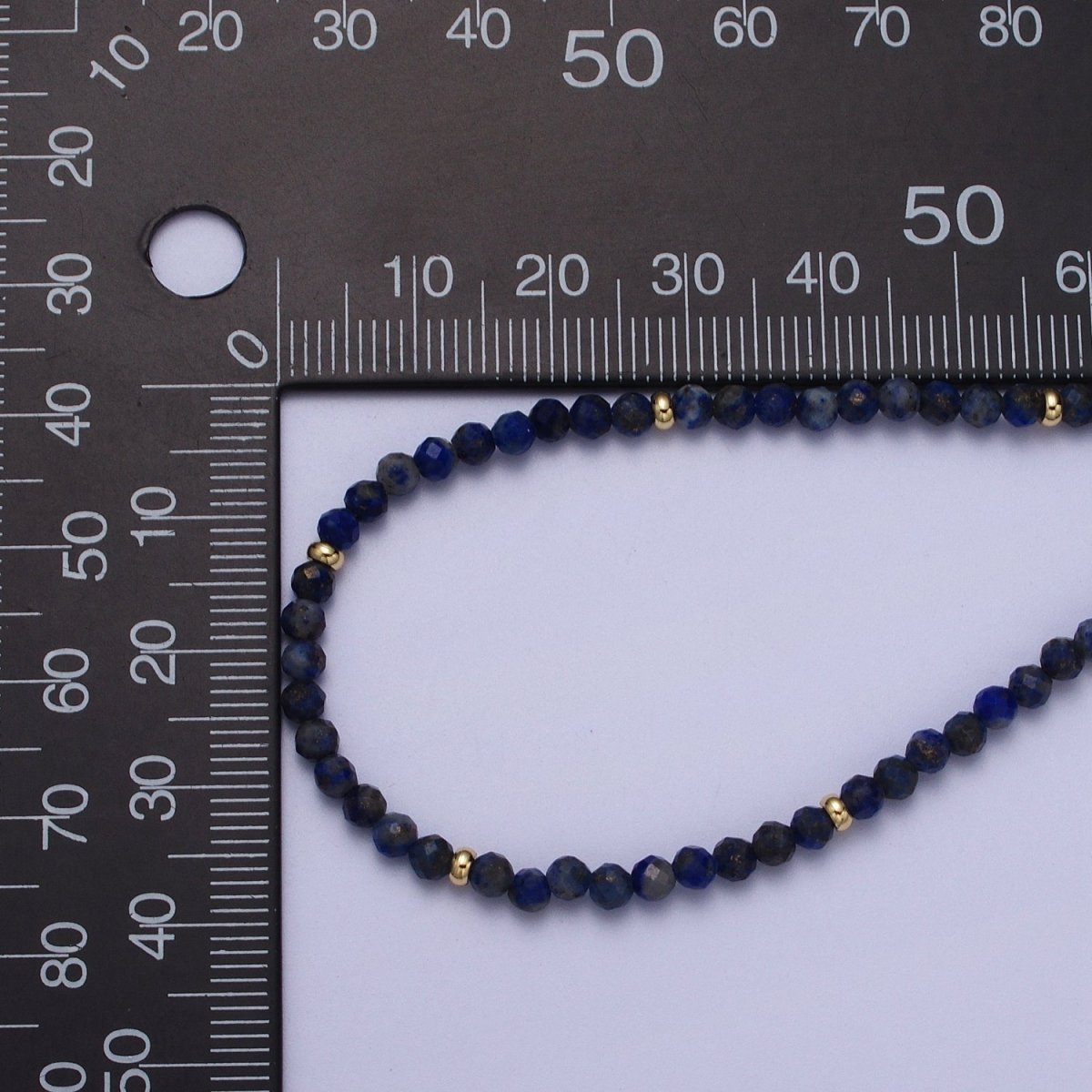 Gold Filled Natural 3.5mm Red Garnett, Blue Lapiz Beaded 16 Inch Choker Necklace | WA-1282 WA-1283 Clearance Pricing - DLUXCA