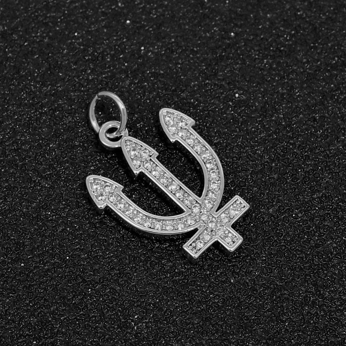 Gold Filled Neptune's Trident Pendants Greek Trident Pendants Large Devil's Pitchfork Charms Beach Pendants Jewelry Supplies M-524 M-525 - DLUXCA