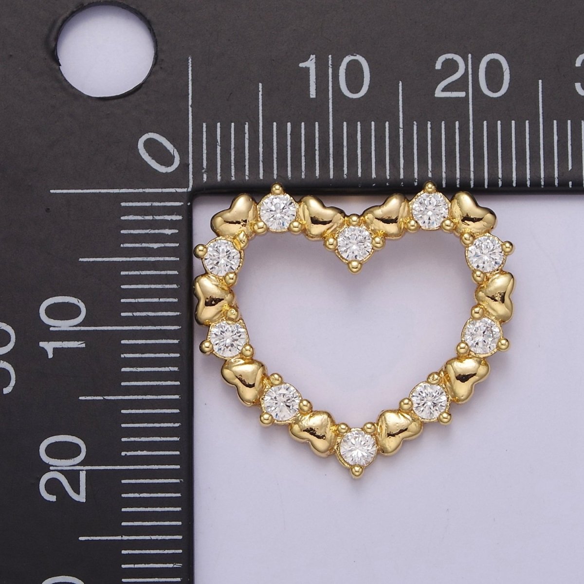 Gold Filled Open Heart Charm Gold Heart Pendant with CZ for Mother Day Gift Idea J-391 - DLUXCA