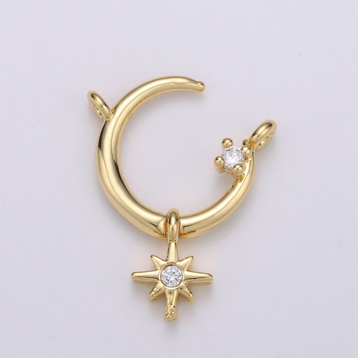 Gold Filled Open Star Connectors Crescent Moon Charm Connector for Necklace F-523 - DLUXCA