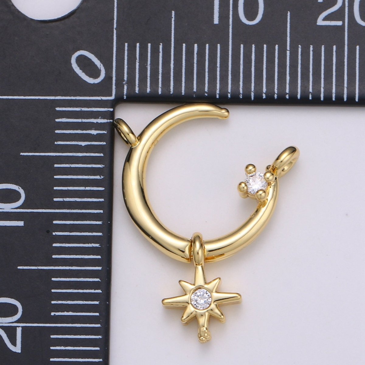 Gold Filled Open Star Connectors Crescent Moon Charm Connector for Necklace F-523 - DLUXCA