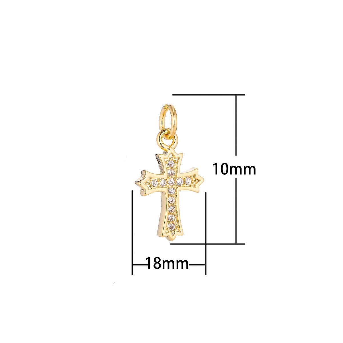 Gold Filled Ornate Cross Catholic Christian Religious Cubic Zirconia Necklace Pendant Bracelet Earring Charm for Jewelry Making C-069 - DLUXCA