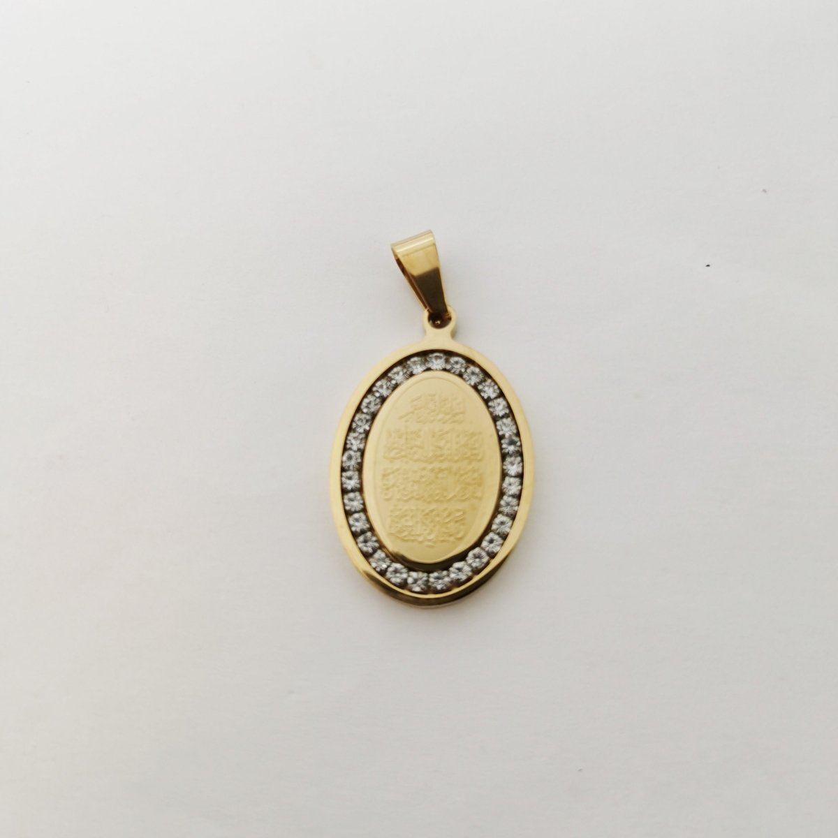 Gold Filled Oval Script charm, Cubic Zirconia Jewels, Micro Diamond Paved, Script Charm J-790 - DLUXCA