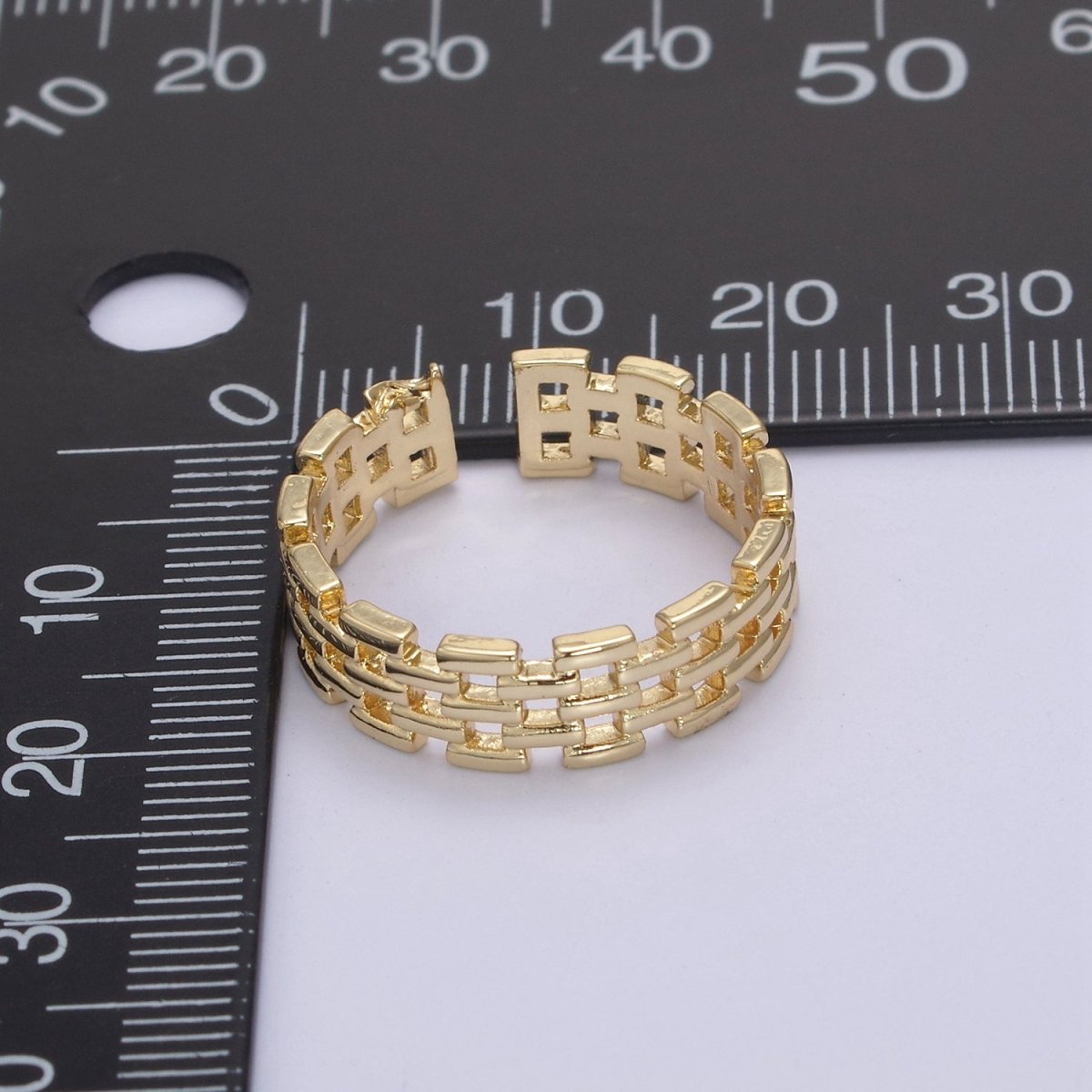 Gold Filled Panther Link Ring Open Adjustable Jewelry for Stackable Minimalist Jewelry U-259 - DLUXCA