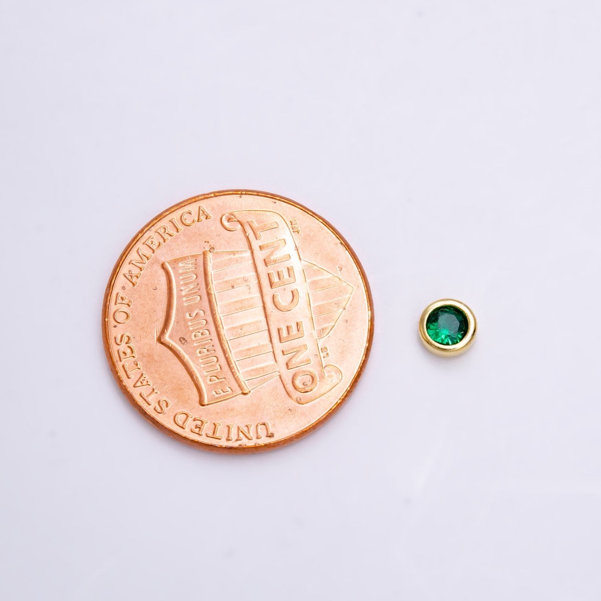 Gold Filled Personalized Locket Bead: 4mm Birthstone Bezel CZ | B-925 B-927- B-935 Z-483 - DLUXCA