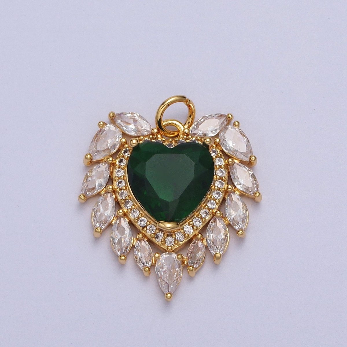 Gold Filled Pink, Clear, Green, Red Heart Marquise Teardrop CZ Charm | AC005 - AC008 - DLUXCA
