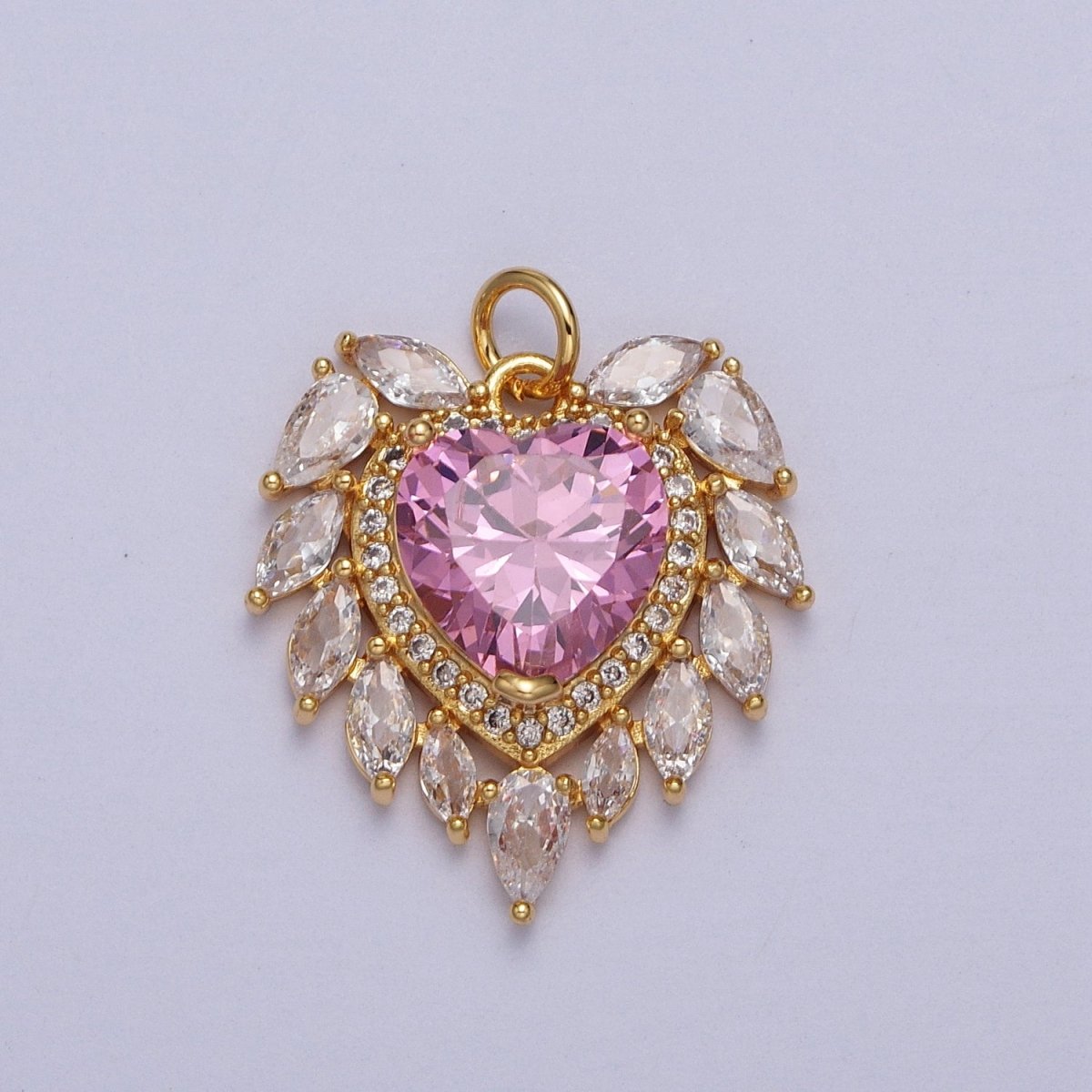 Gold Filled Pink, Clear, Green, Red Heart Marquise Teardrop CZ Charm | AC005 - AC008 - DLUXCA