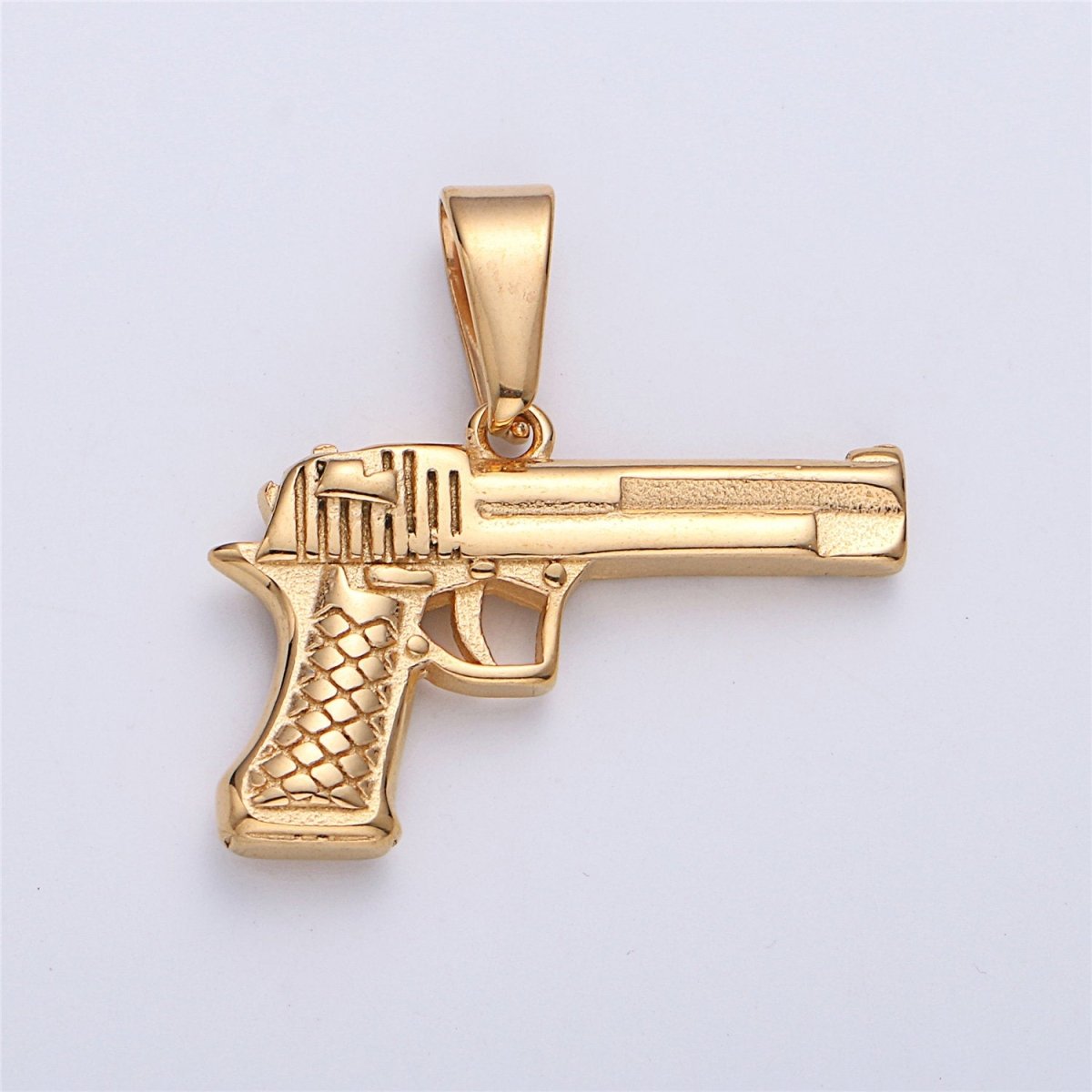 Gold Filled Pistol Charm Silver Gun Pendant for Earring Necklace Jewelry Making Supplies 30mmx30mm J-673 - DLUXCA