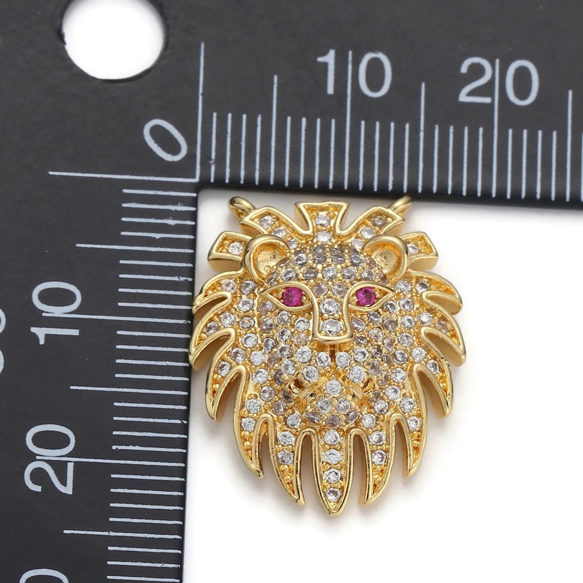 Gold Filled Pride Lion Head Micro Pave Connector Charm, Cubic Zirconia Pendant Charm, For DIY Jewelry, Gold Color F-375 - DLUXCA