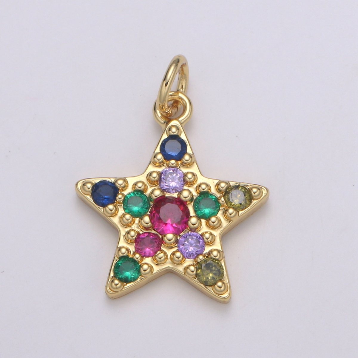 Gold Filled Rainbow Crystal Star Charm E-083 - DLUXCA