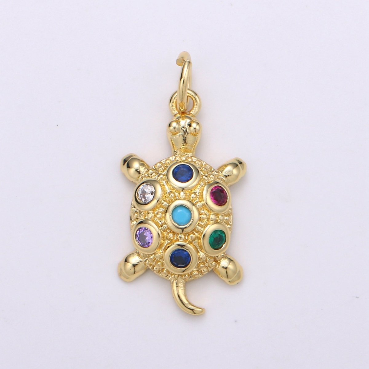 Gold Filled Rainbow Turtle Charm D-802 - DLUXCA