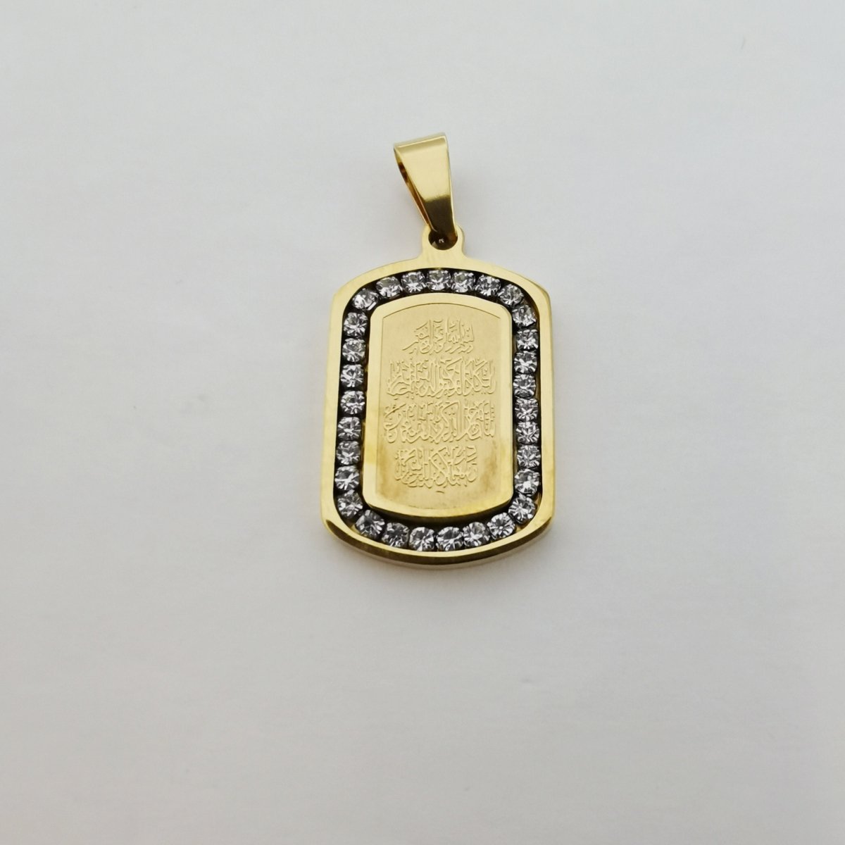 Gold Filled Rectangular Script charm, Cubic Zirconia Jewels, Micro Diamond Paved, Script Charm J-788 - DLUXCA
