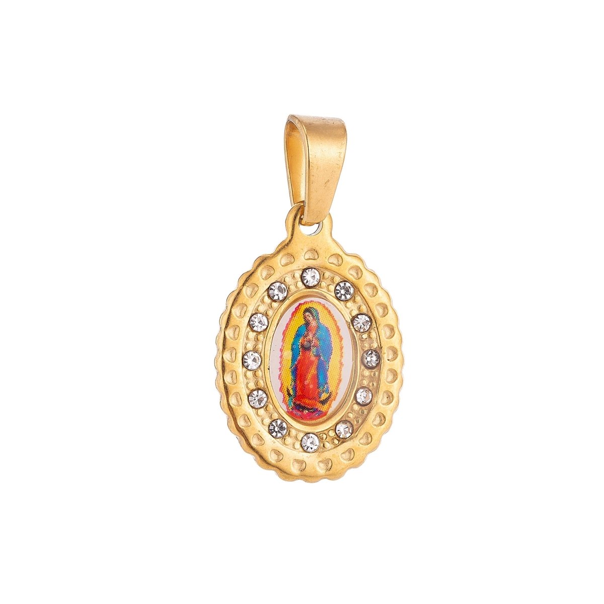 Gold Filled Religious Catholic Mother Mary Cubic Zirconia Pray Necklace Pendant Bracelet Beads Charm Bails for Jewelry Making J-374J-652 - DLUXCA