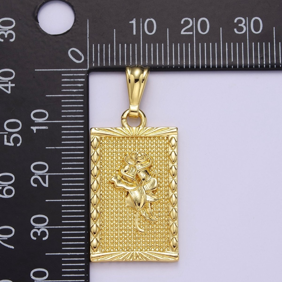 Gold Filled Rose Pendant, Dainty Gold Tag Necklace Bracelet Charm for DIY Jewelry Making Supply J-483 - DLUXCA
