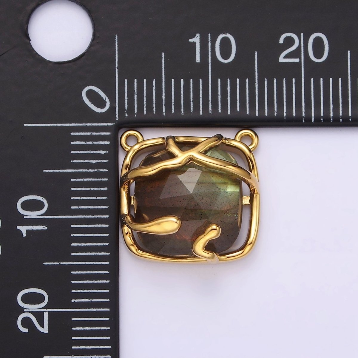 Gold Filled Rose Quartz, Labradorite Multifaceted Gemstone Molten Drip Connector G-724 G-725 - DLUXCA