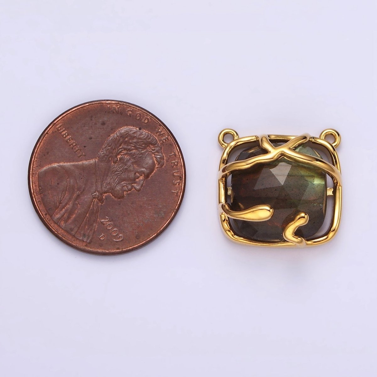Gold Filled Rose Quartz, Labradorite Multifaceted Gemstone Molten Drip Connector G-724 G-725 - DLUXCA