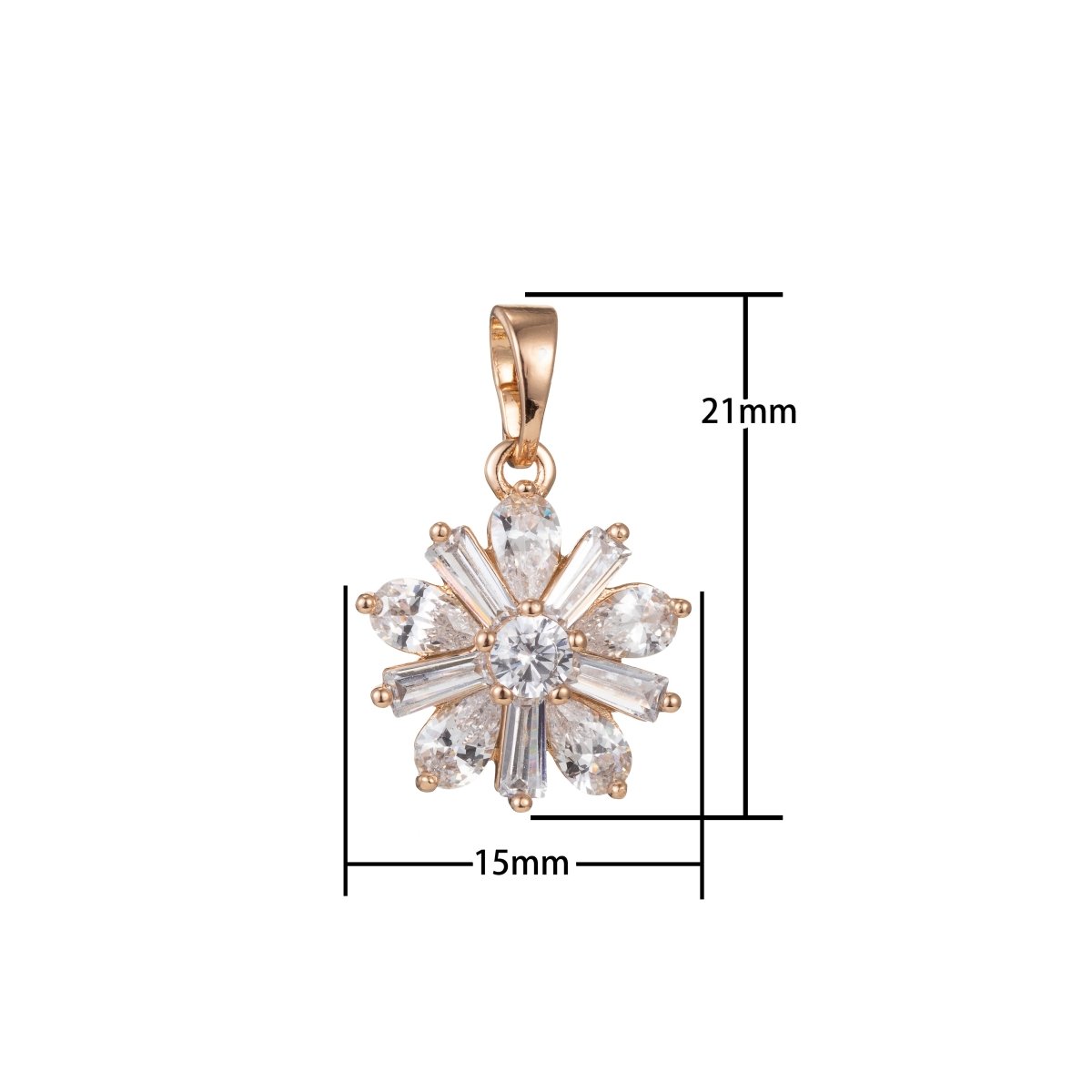 Gold Filled Round Flower Crystal Pendants I-817 - DLUXCA
