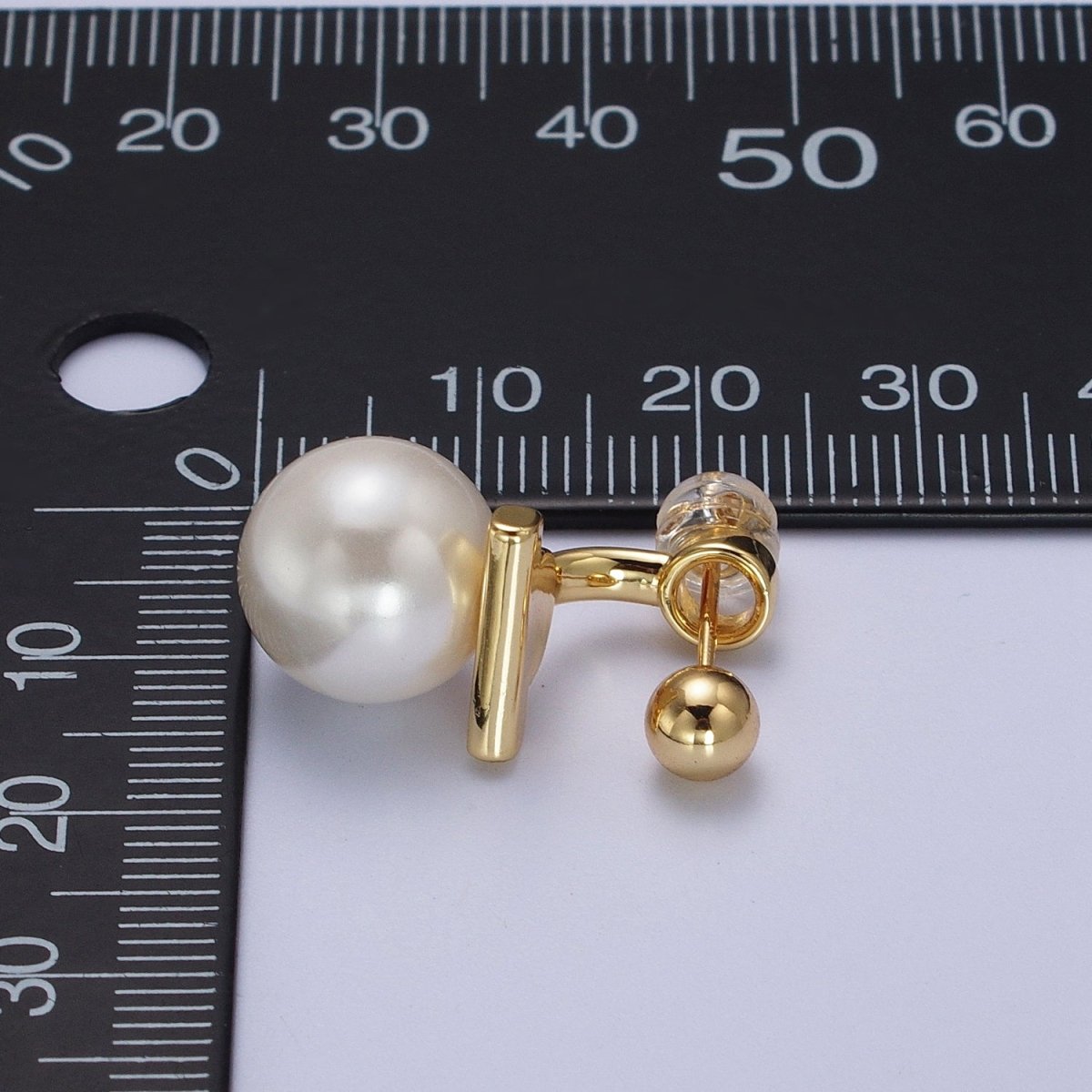 Gold Filled Round Shell Pearl Ear Jacket Back Drop Earrings in Gold & Silver | Y-262 Y-263 - DLUXCA
