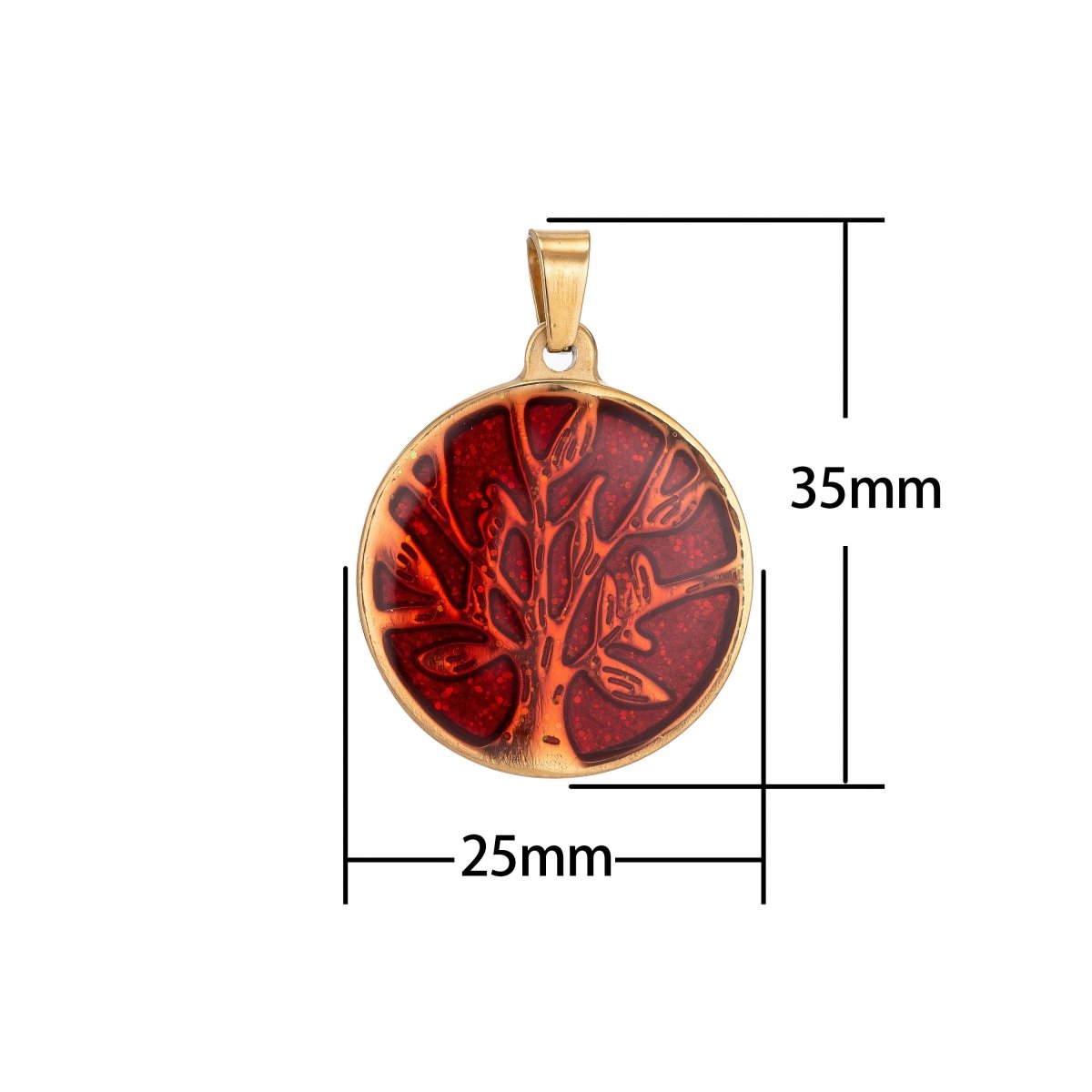 Gold filled Rustic Red Tree of Life Pendant Coin Medallion Charm with Bails for Layer necklace Earring Bracelet Jewelry Making Supply J-417 - DLUXCA