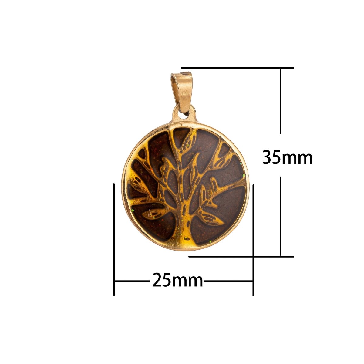 Gold filled Rustic Tree of Life Pendant Coin Medallion Charm with Bails for Layer necklace Earring Bracelet Jewelry Making Supply J-417 - DLUXCA
