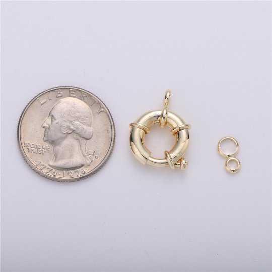 Gold Filled Sailor's Clasp, Large Spring Ring Include Loops 10mm / 13mm / 15mm / 17mm / 19mm / 21mm for Large Necklace, Bracelet, Anklets Findings K-004 - K-006 K-276 - K-278 K-615 K-568 - DLUXCA