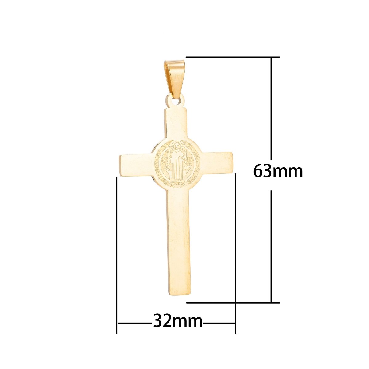 Gold Filled Saint Benedict Cross Pendant San Benito Saint Benedict Charm for Layered Necklace Religious Jewelry Making J-397 - DLUXCA