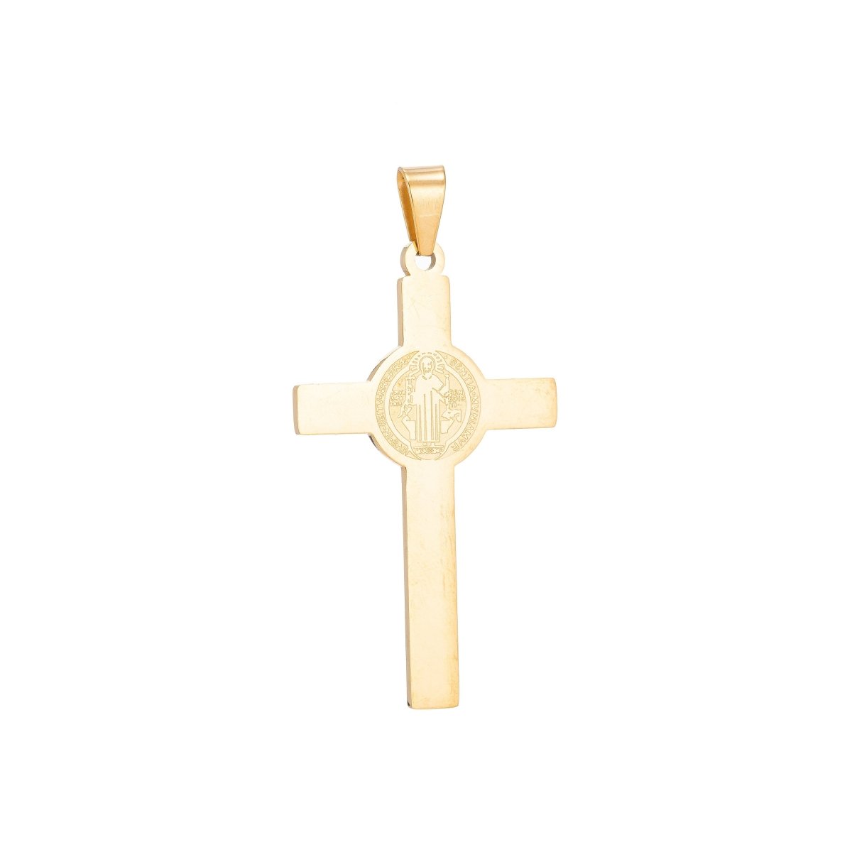 Gold Filled Saint Benedict Cross Pendant San Benito Saint Benedict Charm for Layered Necklace Religious Jewelry Making J-397 - DLUXCA