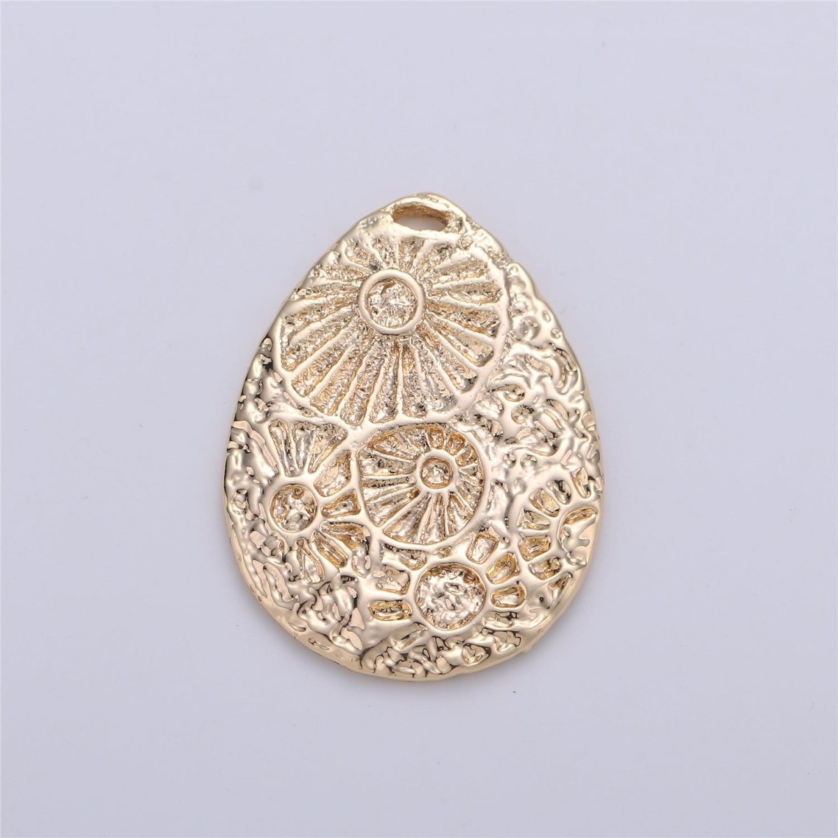 Gold Filled Shell Rustic Coin Charm E-087 - DLUXCA
