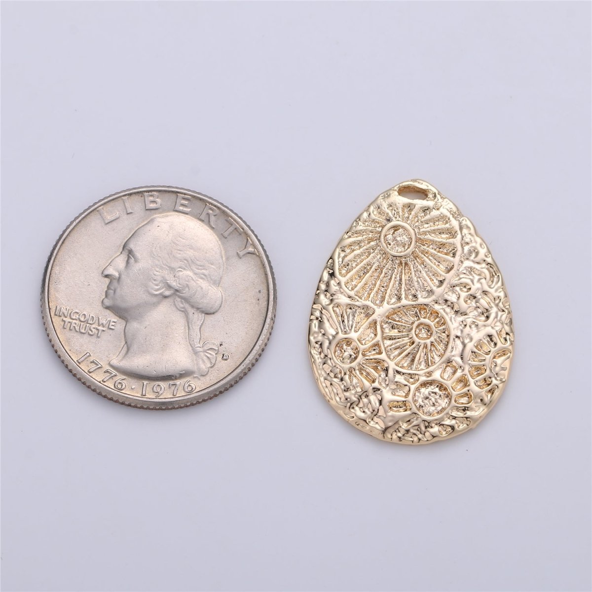 Gold Filled Shell Rustic Coin Charm E-087 - DLUXCA