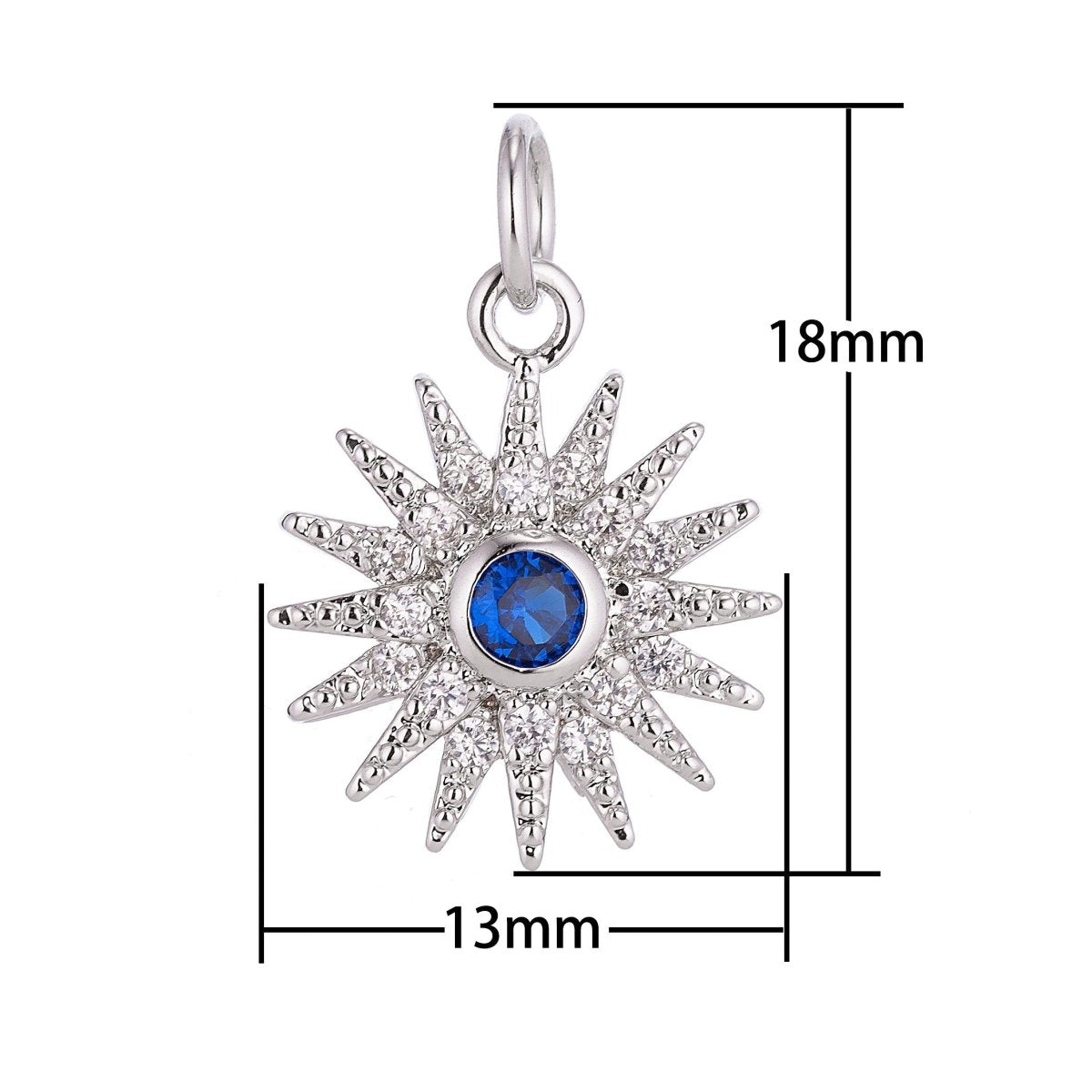 Gold Filled Shining Sun, Bright Sunny Day, Cubic Zirconia Charm Necklace Pendant Findings for Jewelry Making C-048 - DLUXCA