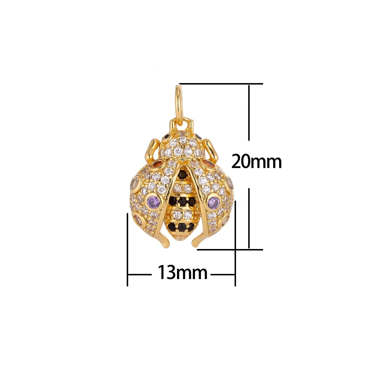 Gold Filled Shiny Sparkle Ladybug Crystal Cubic Zirconia Cabochons Bracelet Delicate Necklace Pendant Earring Gift for Jewelry MakingC130 - DLUXCA