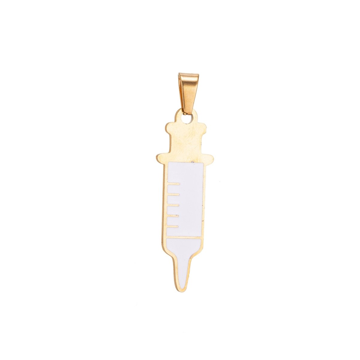 Gold Filled Shot SYRINGE Charms Nurse RN Doctor Medical Themed Pendant Gift idea for Jewelry Making J-412 - DLUXCA