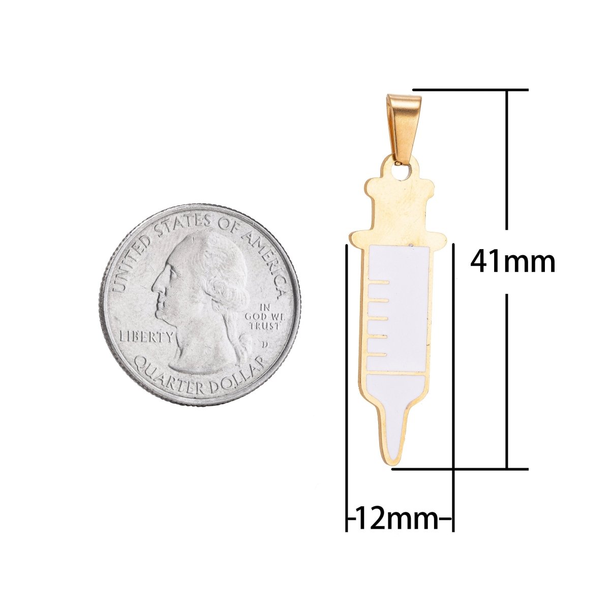 Gold Filled Shot SYRINGE Charms Nurse RN Doctor Medical Themed Pendant Gift idea for Jewelry Making J-412 - DLUXCA