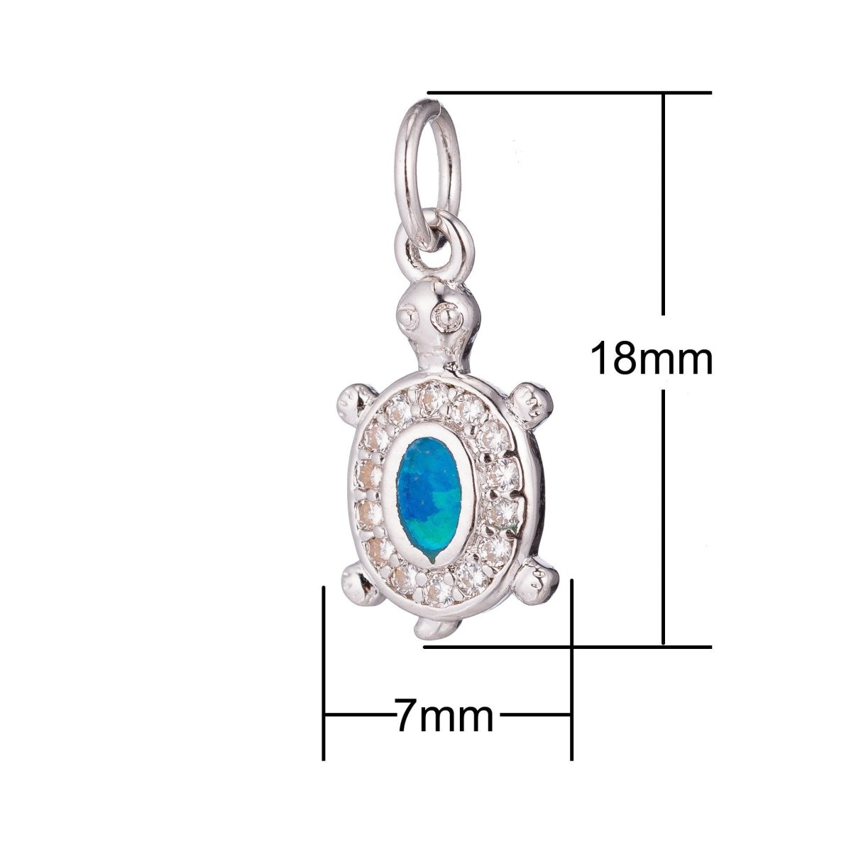 Gold Filled, Silver Sea Turtle, Blue Opal, Ocean Mammals Animal Cute Cubic Zirconia Necklace Pendant Charm Bead Bails Findings For Jewelry Making | C-296 - DLUXCA