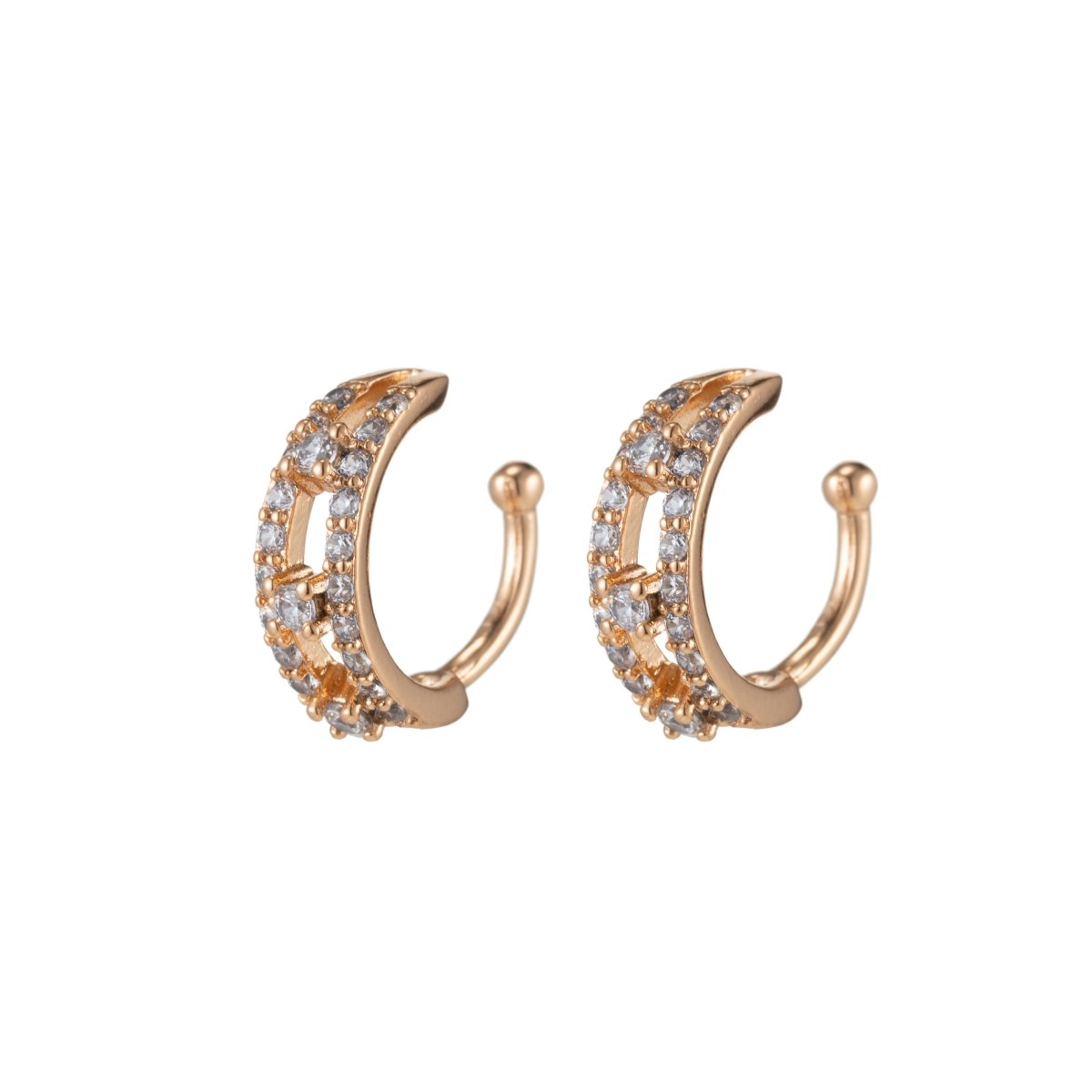 Gold Filled Simple Crystal Earcuffs - AI-045 - DLUXCA