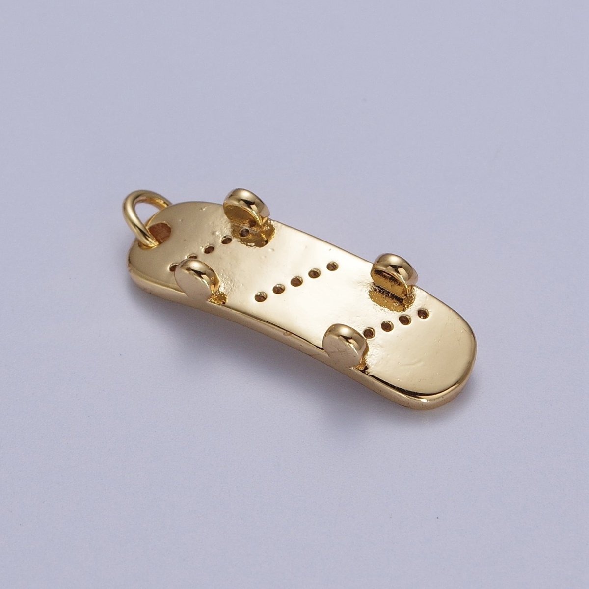 Gold Filled Skateboard Triple Micro Paved CZ Charm in Silver & Gold E-515 E-525 - DLUXCA