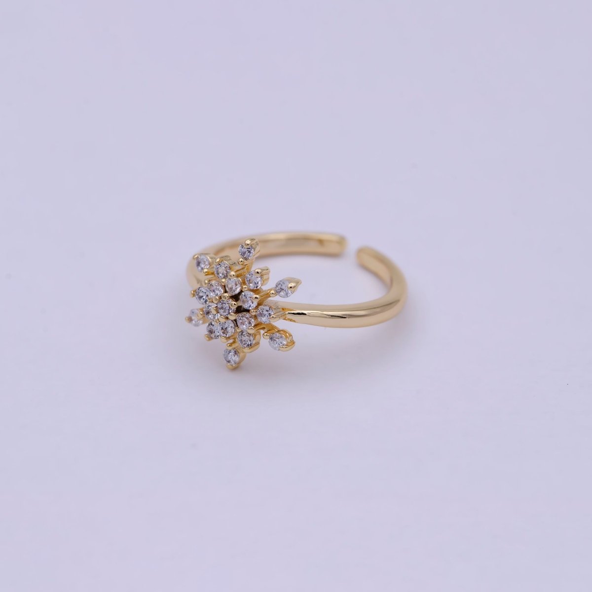 Gold Filled Snowflake with Pink Green CZ Ring For Woman Jewelry Finger Ring Open Adjustable U-147 U-148 U-218 - DLUXCA