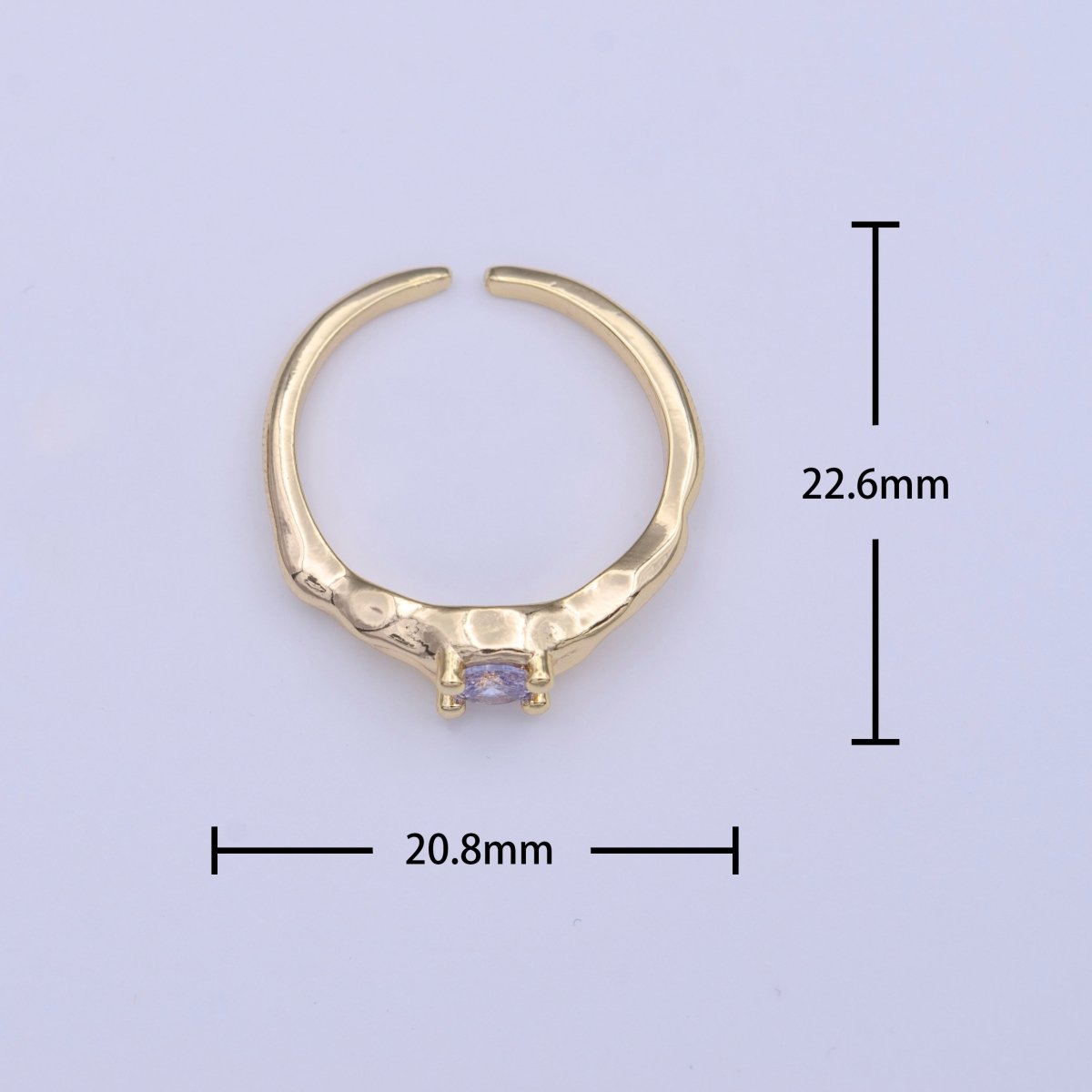 Gold Filled Solitaire Cubic Zirconia Geometric Abstract Adjustable Ring | Y-420 - DLUXCA