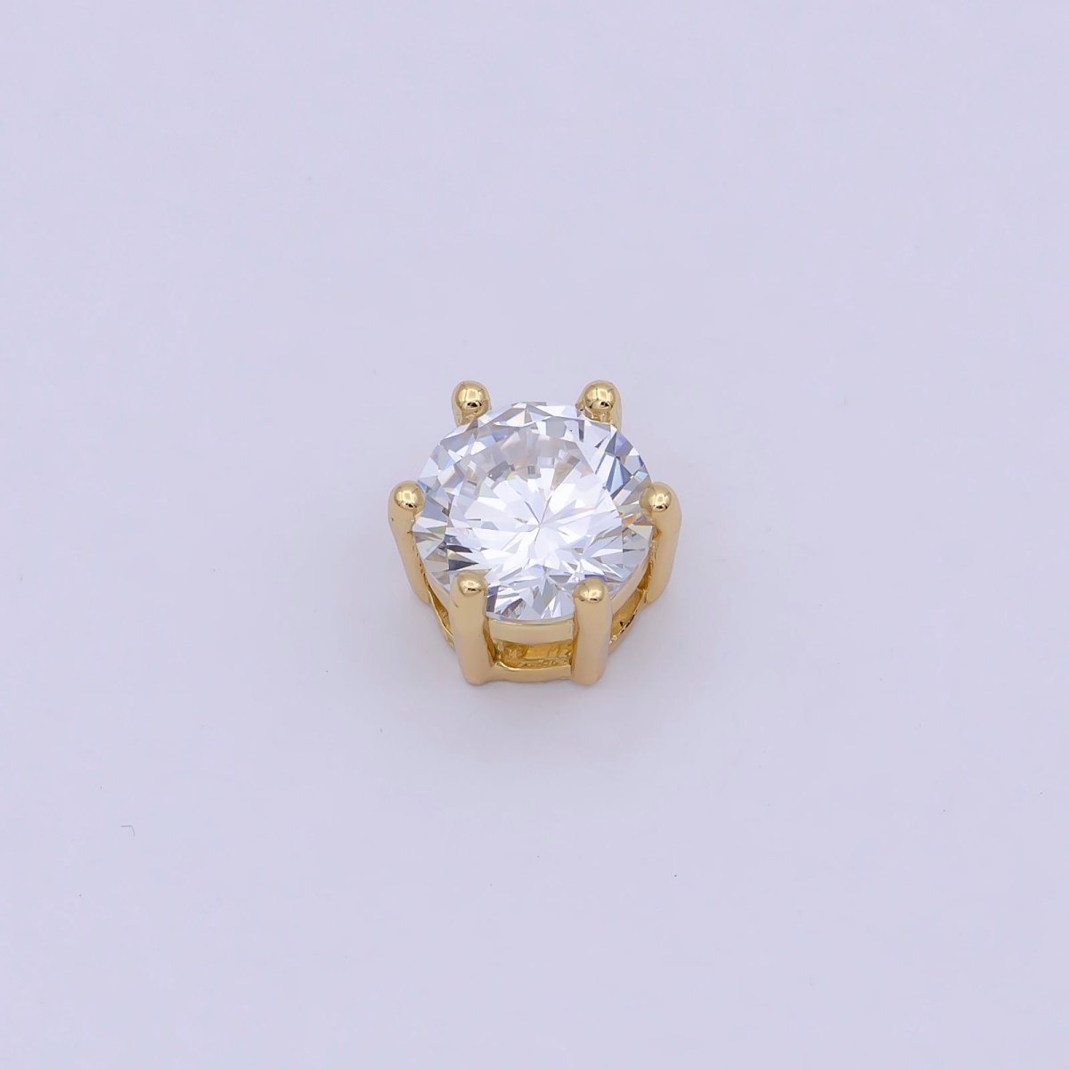 Gold Filled Solitaire CZ Round Connector Charm Beads for Bracelet Component B-465 - DLUXCA