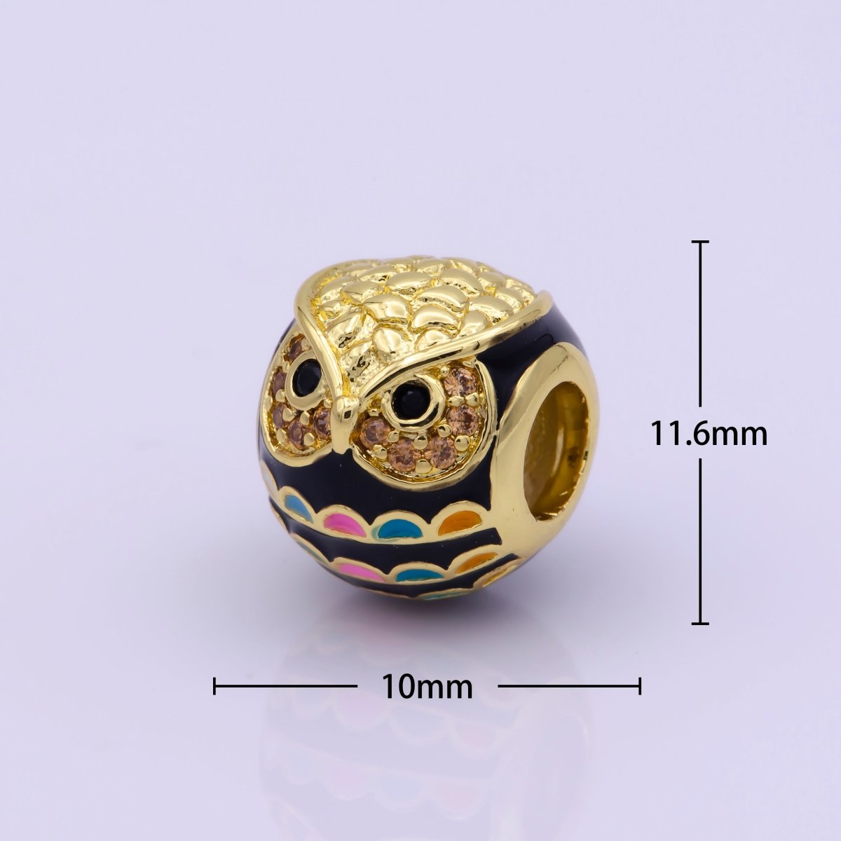 Gold Filled Spacer, Rainbow Owl Cloissone, Pink Girl Cubic Zirconia Bracelet Charm Bead Connector Pendant For Jewelry Making B-235 - DLUXCA