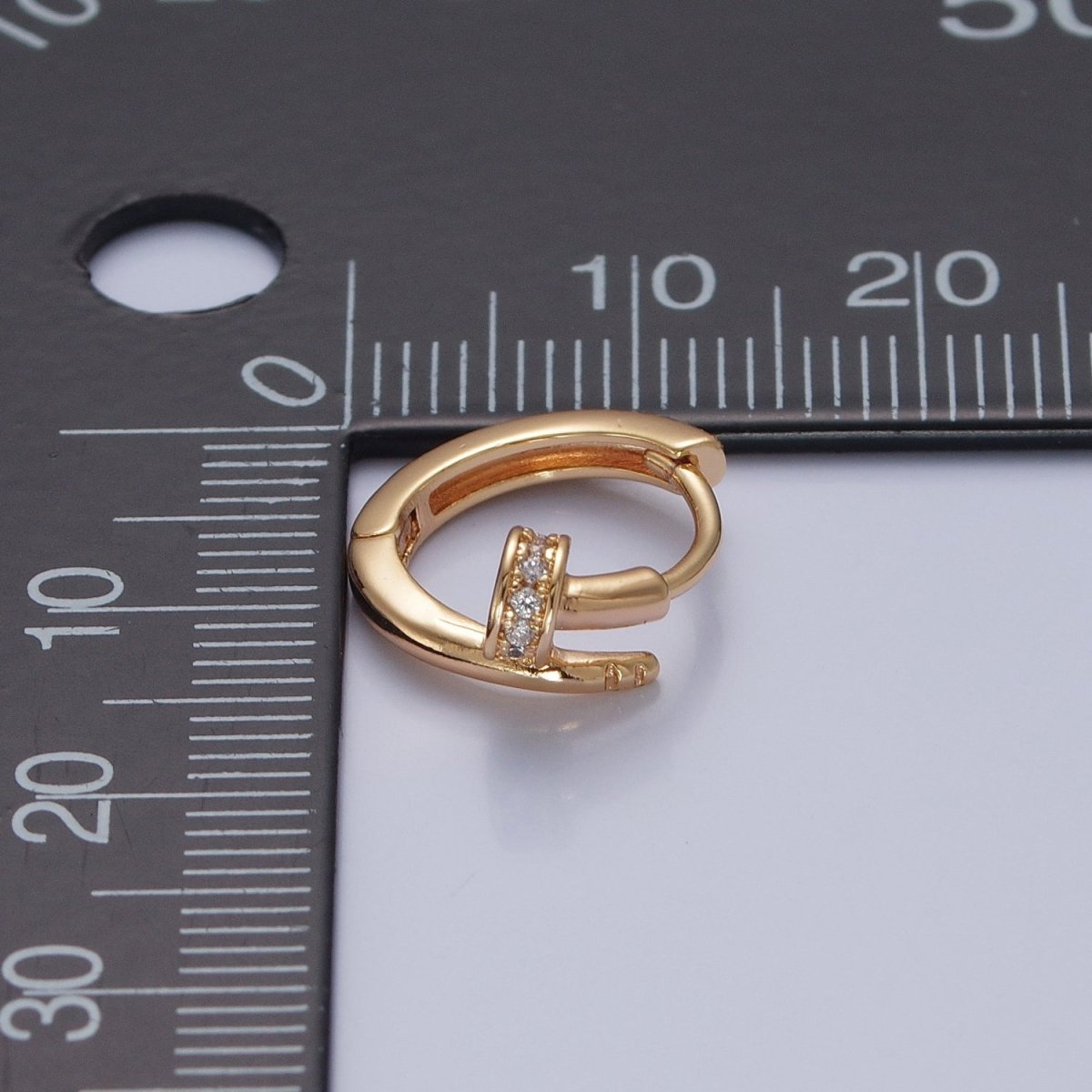Gold Filled Spiral Nail Earring Lever Back Huggie Earring V-434 - DLUXCA