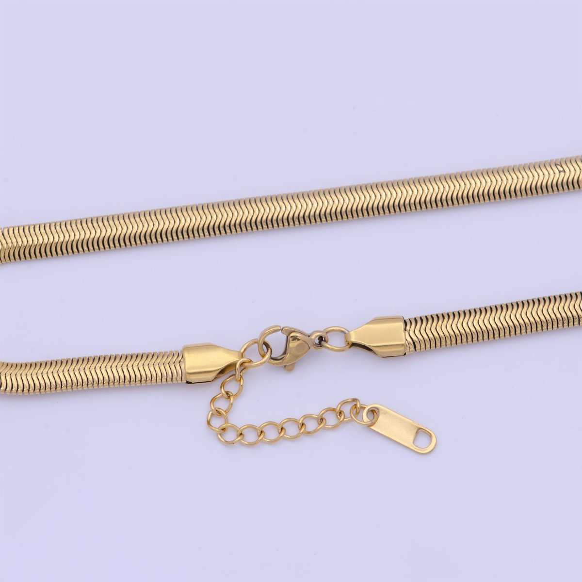Gold Filled Stainless Steel 7 Inch + 1 Inch Extender Herringbone Snake Chain Bracelet Anklet in Gold & Silver | WA-1142 WA-1143 Clearance Pricing - DLUXCA