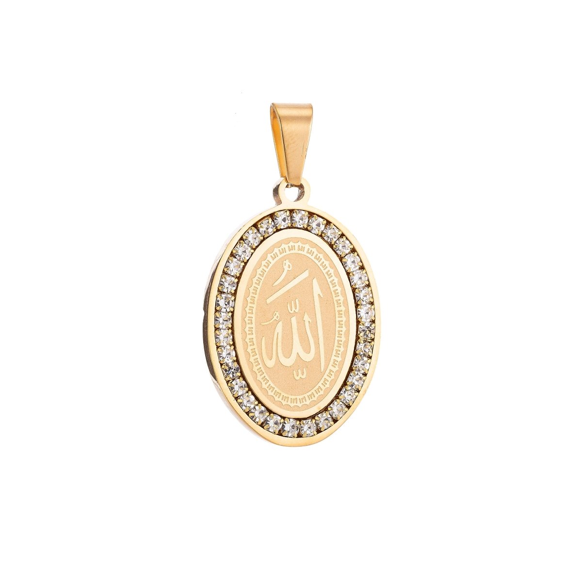 Gold Filled Stainless Steel Allah Name, Moslem God Necklace Pendant Arabic Word Charm Bails Findings for Jewelry Making J-609 J-329 - DLUXCA
