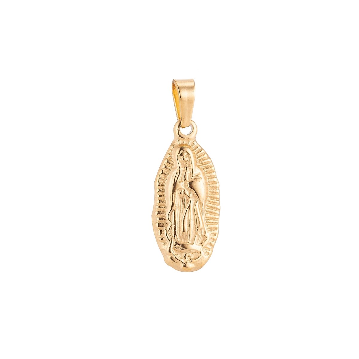 Gold Filled Stainless Steel Catholic Mother Mary Praying Charm Pendant w/ Bails Findings for Earring Necklace Jewelry Making Supplies J-379 - DLUXCA